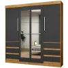 Guarda-roupa Casal com Espelho 4 Portas 6 Gavetas Araplac Sofia