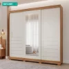 Guarda Roupa Casal 100% Mdf 3 Portas 6 Gavetas Cecília Panan Móveis Cinamomo/Off White - PANAN MOVEIS