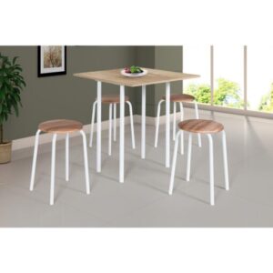 Conjunto Sala de Jantar Mesa Dobrável e 4 Banquetas Expert Ciplafe - MARROM CACAU