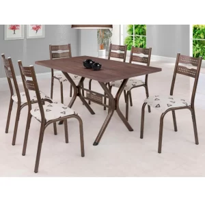 Conjunto de Mesa de Jantar Luna 1,36m com 6 Cadeiras