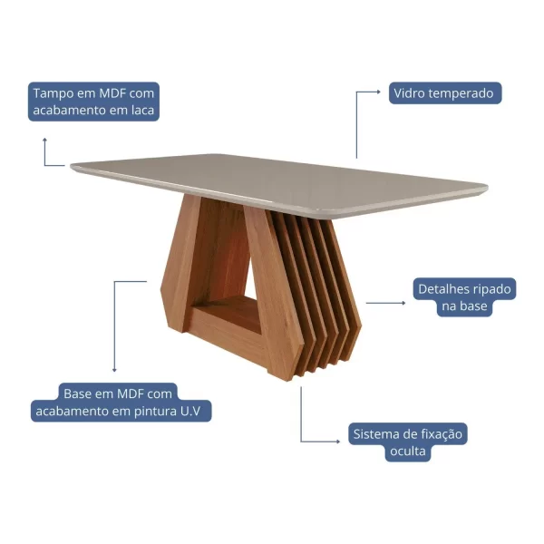 Mesa Agata 1,60 6cad.  Clarisse - Imagem 5
