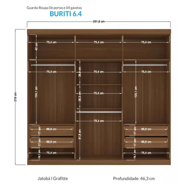 Guarda Roupa BURITI 6 PTAS - Imagem 4
